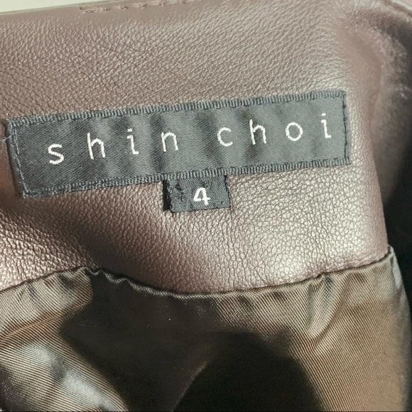 Shin Choi Italian Leather Skirt Brown Size 4. - Picture 8 of 9